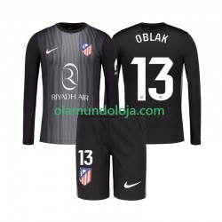 Camisola Atlético Madrid Jan Oblak 13 Guarda-redes Criança Equipamento Segundo 2025-2026 Manga Comprida